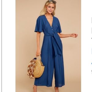 Red Dress End of An Era Chambray Jumpsuit